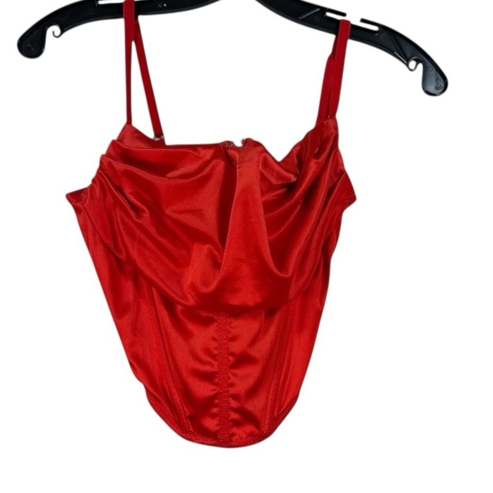 Urban Outfitters Red Satin Corset Bustier Top Small Spaghetti Straps Valentine's - Picture 3 of 11